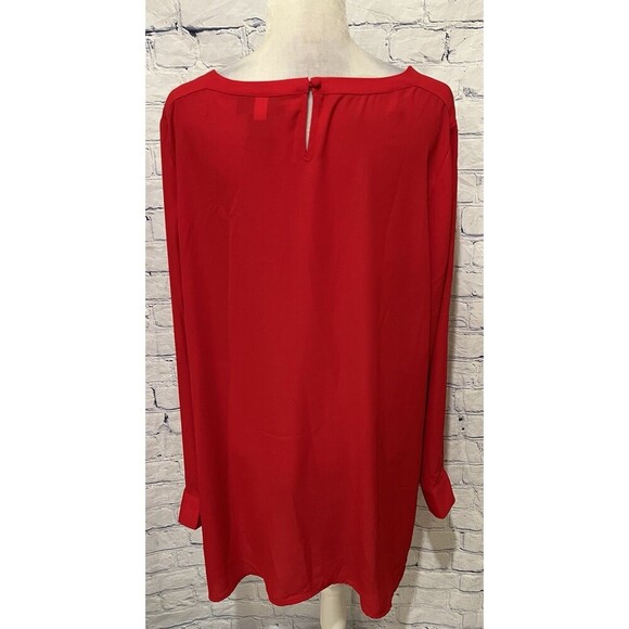 Lane Bryant Women's Red Sequin Accent 100% Polyester Sheer Blouse - Size 18/20 - Picture 4 of 6